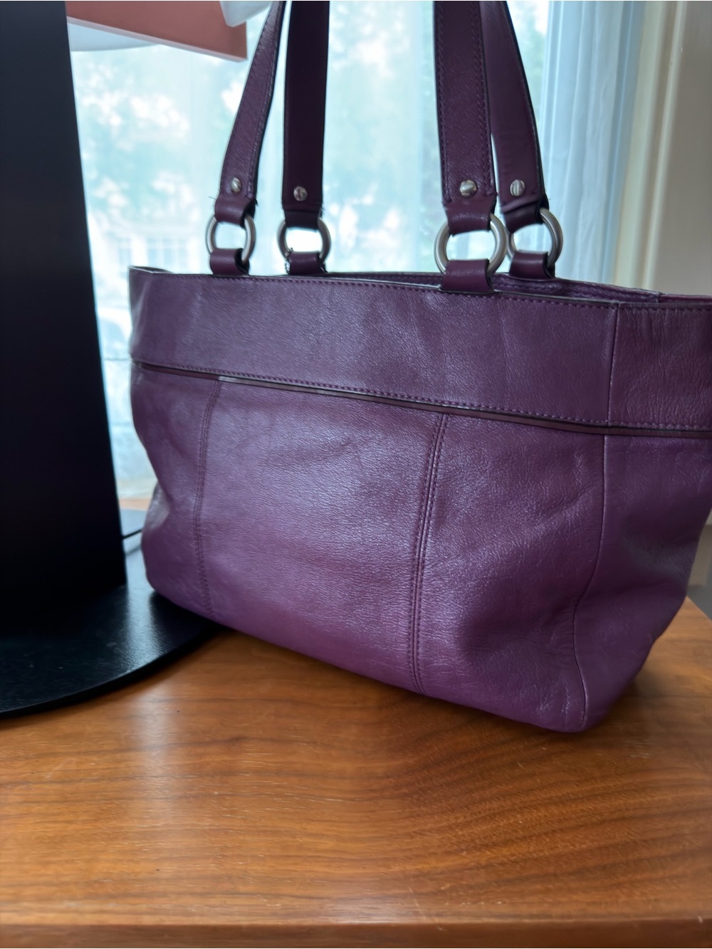 Coach Ashley Purple Leather Studded bag - Picture 2 of 6
